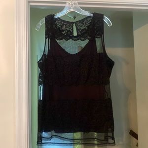 2 piece INC sleeveless lace top with camisole.